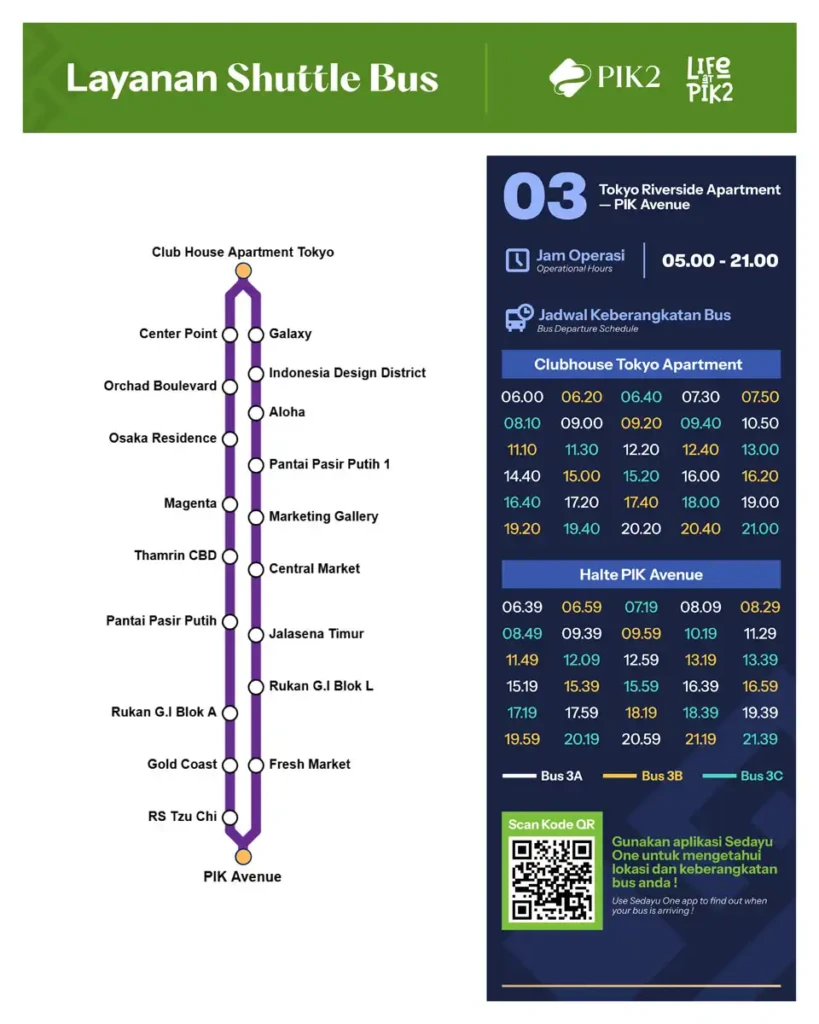 sewa apartemen pik - rute layanan shuttle bus 3